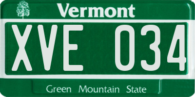 VT license plate XVE034