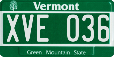 VT license plate XVE036