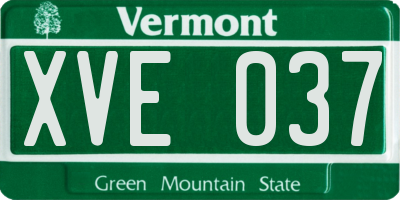 VT license plate XVE037