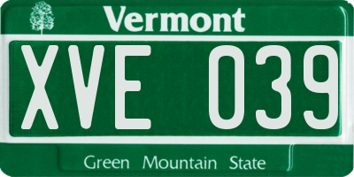 VT license plate XVE039