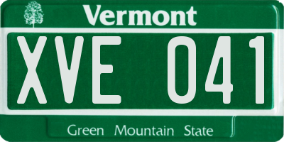 VT license plate XVE041