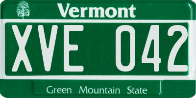 VT license plate XVE042