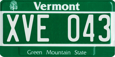 VT license plate XVE043
