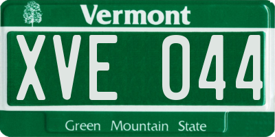 VT license plate XVE044