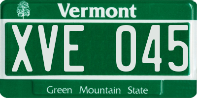 VT license plate XVE045