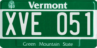 VT license plate XVE051
