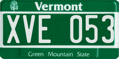 VT license plate XVE053