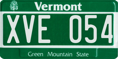 VT license plate XVE054