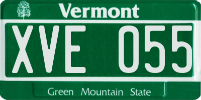 VT license plate XVE055