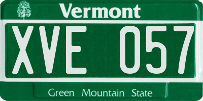 VT license plate XVE057