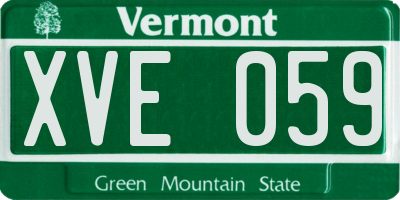 VT license plate XVE059