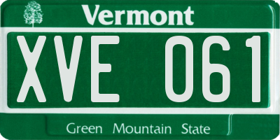 VT license plate XVE061