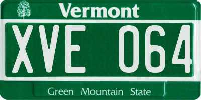 VT license plate XVE064
