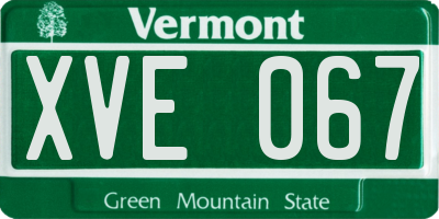VT license plate XVE067