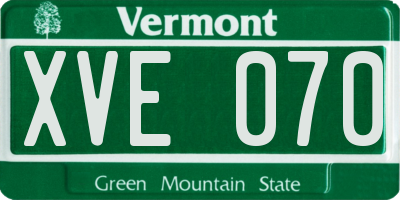 VT license plate XVE070