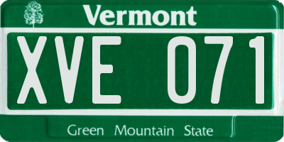 VT license plate XVE071