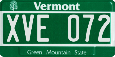VT license plate XVE072
