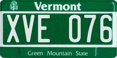 VT license plate XVE076