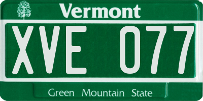 VT license plate XVE077