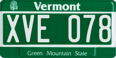 VT license plate XVE078