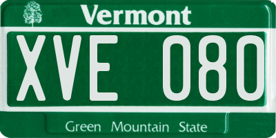 VT license plate XVE080