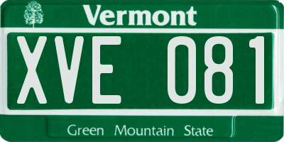 VT license plate XVE081