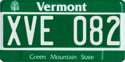 VT license plate XVE082