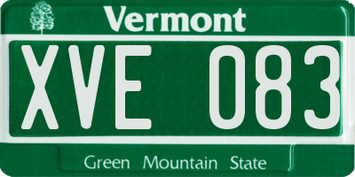 VT license plate XVE083