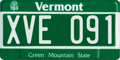 VT license plate XVE091