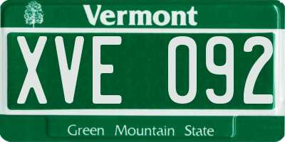VT license plate XVE092