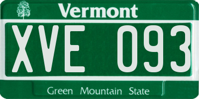 VT license plate XVE093