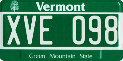 VT license plate XVE098