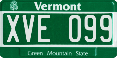 VT license plate XVE099