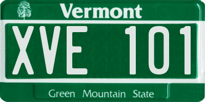 VT license plate XVE101