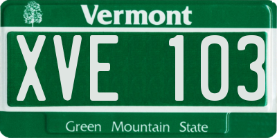 VT license plate XVE103