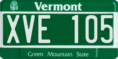 VT license plate XVE105