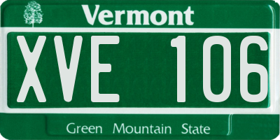 VT license plate XVE106