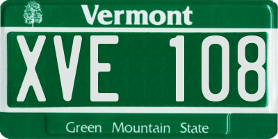 VT license plate XVE108