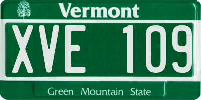 VT license plate XVE109
