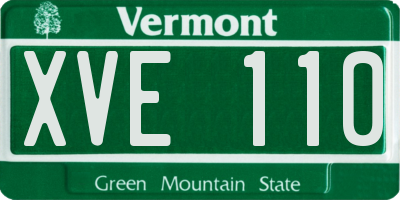 VT license plate XVE110