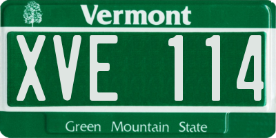 VT license plate XVE114