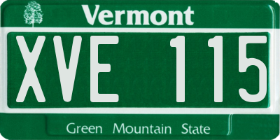 VT license plate XVE115