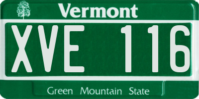 VT license plate XVE116