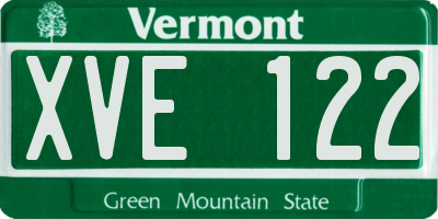 VT license plate XVE122