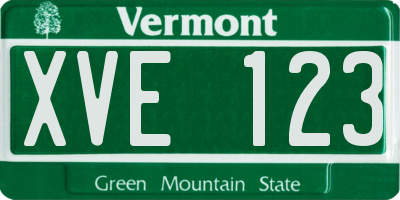 VT license plate XVE123