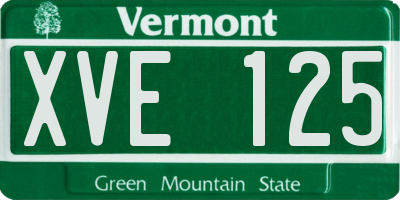 VT license plate XVE125