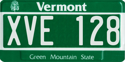 VT license plate XVE128