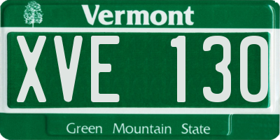 VT license plate XVE130