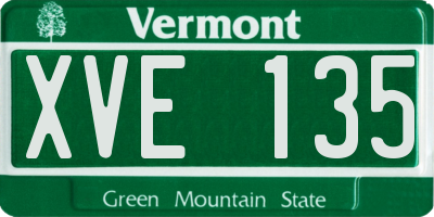 VT license plate XVE135