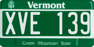 VT license plate XVE139